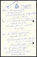 Draft telegram by S. J. V. Chelvanayakam