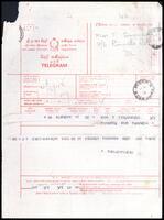 Telegram from Thulasithasan to Thayalamuttu Singaravelu