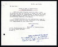 Letter from the Minister of Communications to S. J. V. Chelvanayakam