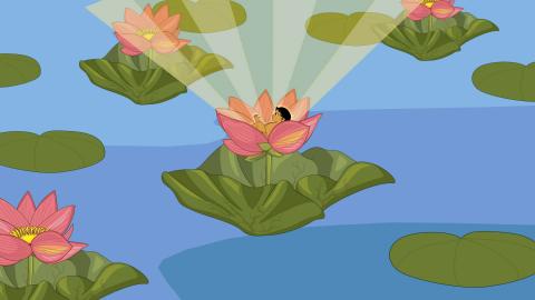 Tamarai as a babe that appears in a lotus blossom