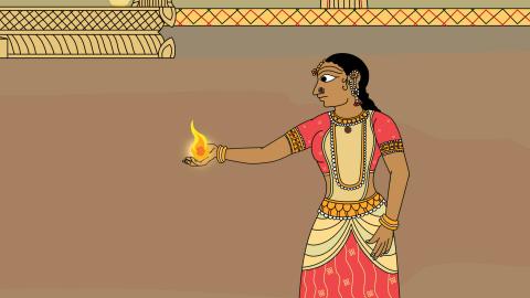Tangal with fire in her hand