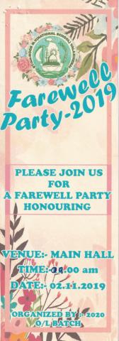 Invitation to Farewell Party - 2019