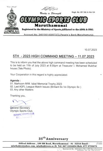 5th 2023 high command meeting