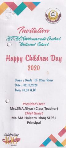 Invitation to Happy Children Day 2020