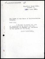 Letter from S. J. V. Chelvanayakam to the Clerk, The House of Representatives