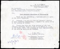Letter from Somapala Gunadhira [Government Agent, Trincomalee District] to the Secretary, Ilankai Thuraimukha Thozhilazhar Kazhagam