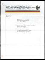 Embassy of the Federal Republic of Germany - Press Release, Table of Contents