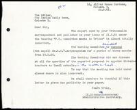 Letter from K. Sivanandasundaram [Administrative Secretary] to the Editor, The Ceylon Daily News