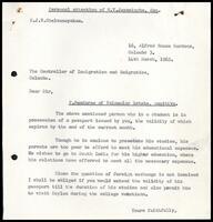 Letter from S. J. V. Chelvanayakam to the Controller of Immigration and Emigration