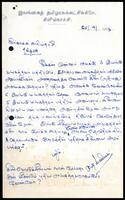 Letter from M. Subramaniam (ITAK Secretary, Kilinochchi Branch) to  ITAK Executive Secretary