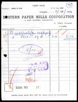 Eastern Paper Mill Corporation&#039;s Cash Sale Receipt