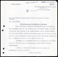 Letter from S. J. V. Chelvanayakam to [?] (High Commissioner for India in Ceylon)