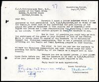 Letter from T. Kathiramalai to S. J. V. Chelvanayakam