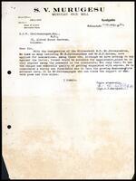 Letter from S. V. Murugesu to S. J. V. Chelvanayakam