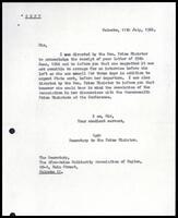 Letter from the Secretary to the Prime Minister to the Secretary, the Afro-Asian Solidarity Association of Ceylon