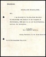 Letter from the Acting Secretary to the Prime Minister to S. J. V. Chelvanayakam
