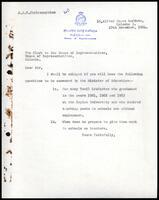 Letter from S. J. V. Chelvanayakam to the Clerk, The House of Representatives