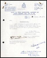 Letter from W. T. Jayasinghe (the Controller of Immigration and Emigration) to S. J. V. Chelvanayakam