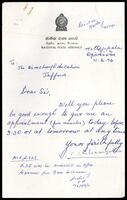 Letter from S. J. V. Chelvanayakam to the Director of Education, Jaffna