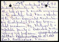 Postcard from George Poopalapillai Paramanathan to G. Nalliah
