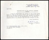 Letter from Minister of Finance to S. J. V. Chelvanayakam