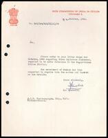 Letter from A. Khaleeli (Second Secretary, High Commission of India) to S. J. V. Chelvanayakam