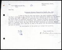 Letter from R. Balasubramaniam to S. J. V. Chelvanayakam