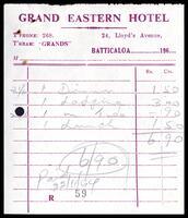 Invoice from Grand Eastern Hotel, Batticaloa to [?]