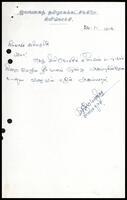 Letter from M. Subramaniam (ITAK Secretary, Kilinochchi Branch) to  ITAK Executive Secretary