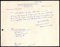 Letter from the Ceylon High Commission, Madras to C. Subbiah (President for Harijan Welfare Association)
