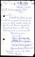 Letter from S. C. E. Chelvanayagam to S. J. V. Chelvanayakam