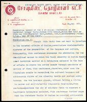 Resolution passed by the Socialist Labour Party [Madras City Branch]