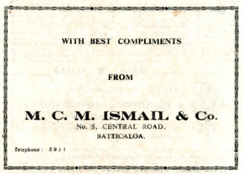 M.C.M. Ismail &amp; Co page 1