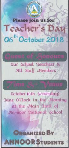 Invitation to TEACHERS DAY 2018 page 1