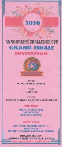 Invitation to ANNOORIANS CHALLENGE CUP GRAND FINALE page 1