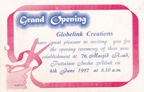 Grand Opening Ceremony invitation to Globelink Creations