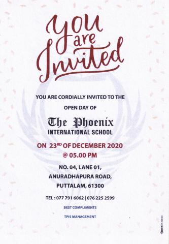 Invitation to Inauguration of Phoenix School