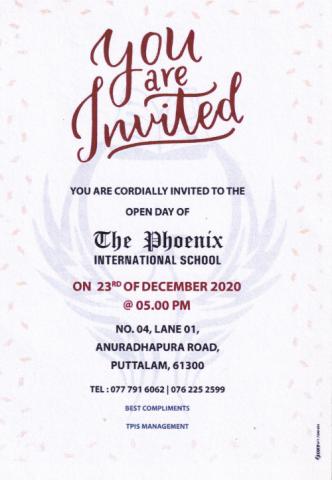 Invitation to Inauguration of Phoenix School page 1